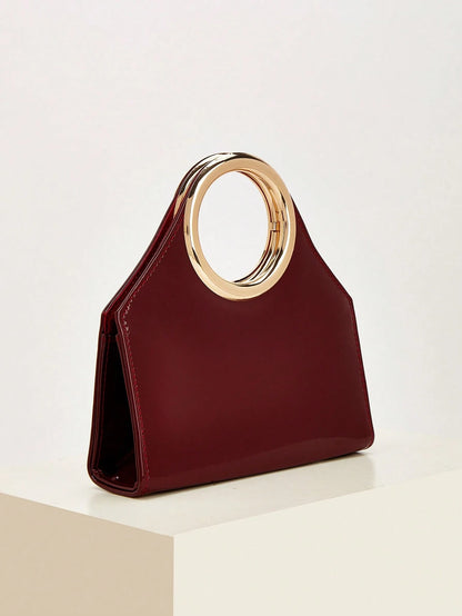 Elegant Women's Solid Color PU Leather Handbag With Detachable Chain,Suitable For Weddings, Parties, Banquets And Other Occasions