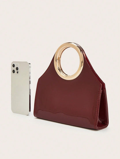 Elegant Women's Solid Color PU Leather Handbag With Detachable Chain,Suitable For Weddings, Parties, Banquets And Other Occasions