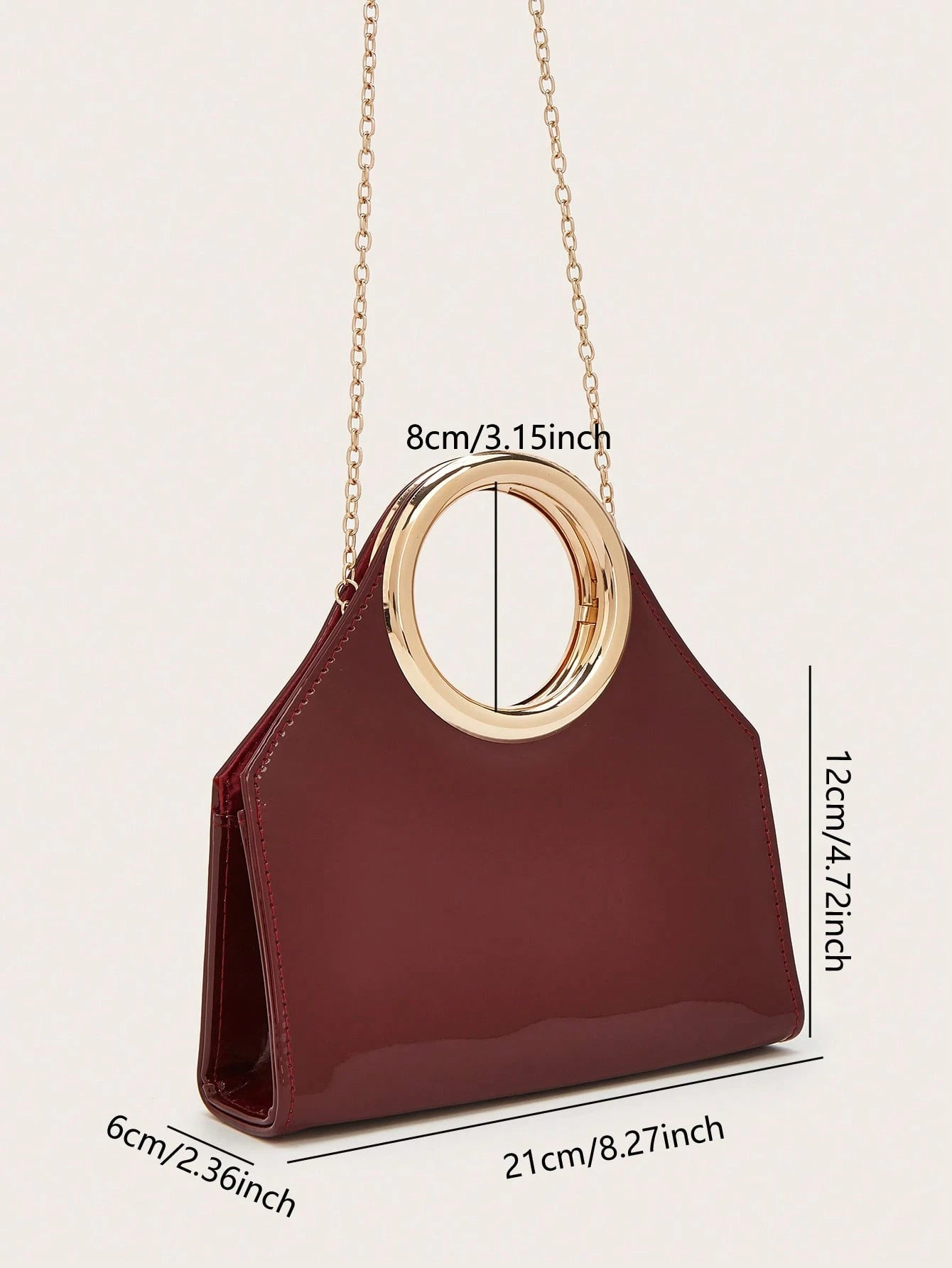 Elegant Women's Solid Color PU Leather Handbag With Detachable Chain,Suitable For Weddings, Parties, Banquets And Other Occasions