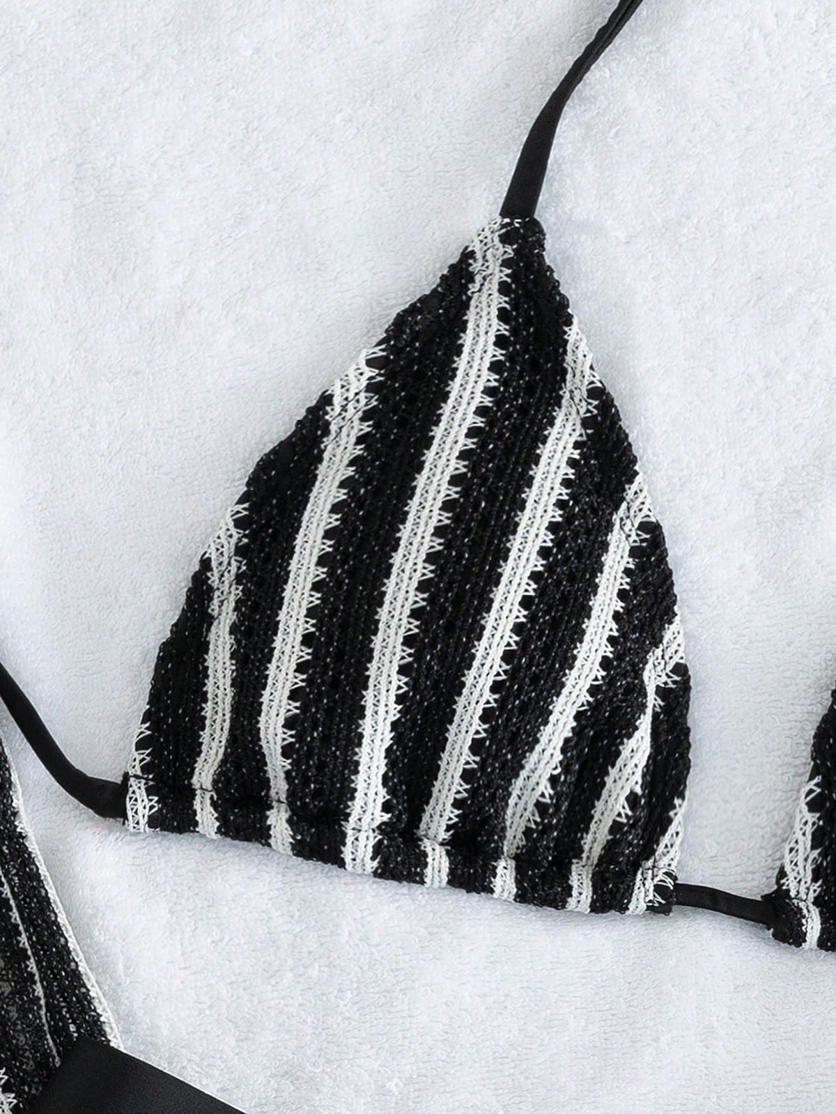 Elegant Women's Striped Knit Bikini Swimwear Set Featuring Halter Neck Top And Matching Wide-Leg Pants, Perfect For Beach Holidays Vacation Summer, Retro