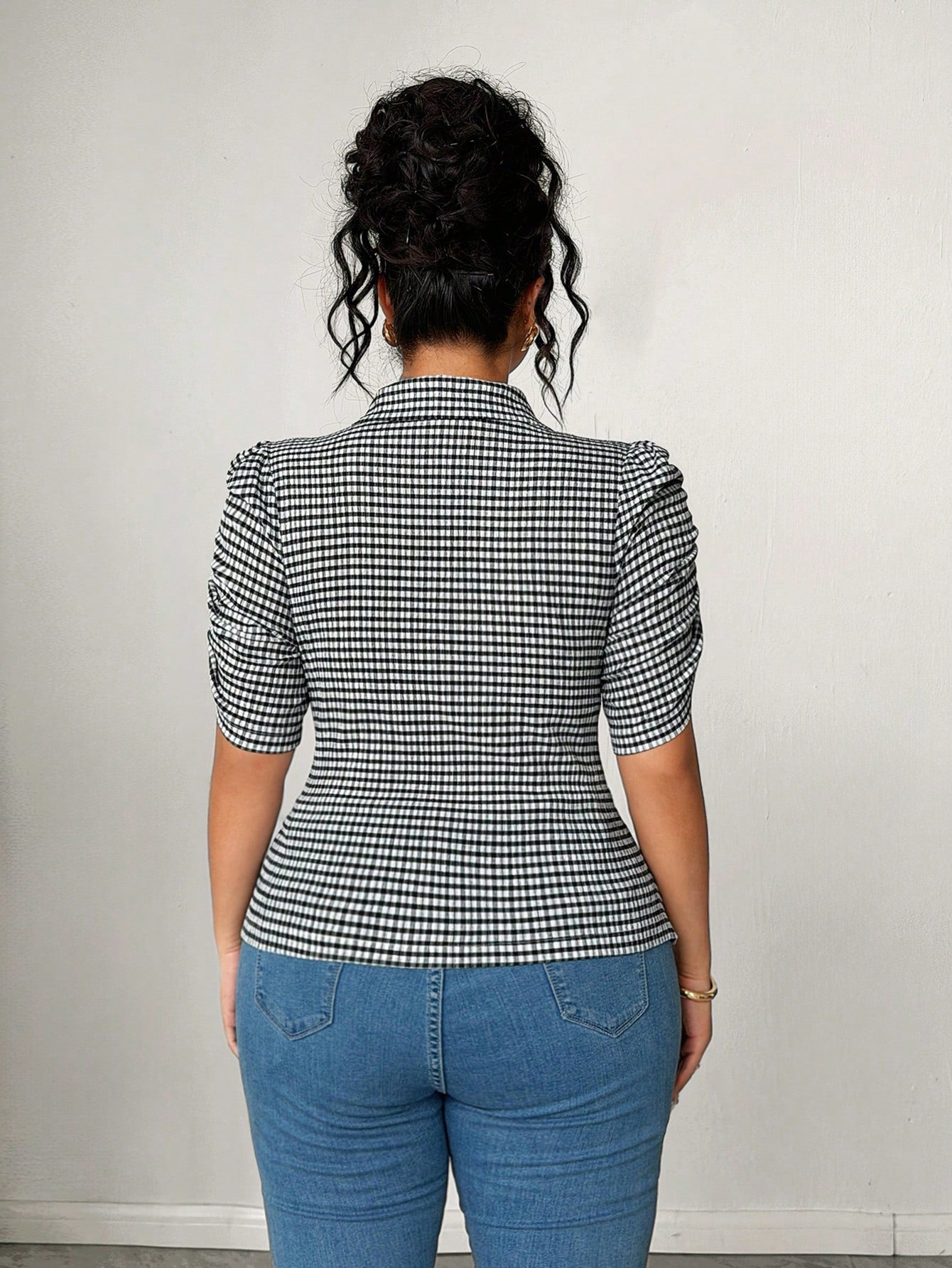Elenzga Plus Size Plaid Short Sleeve T-Shirt: Fashionable And Suitable For Work