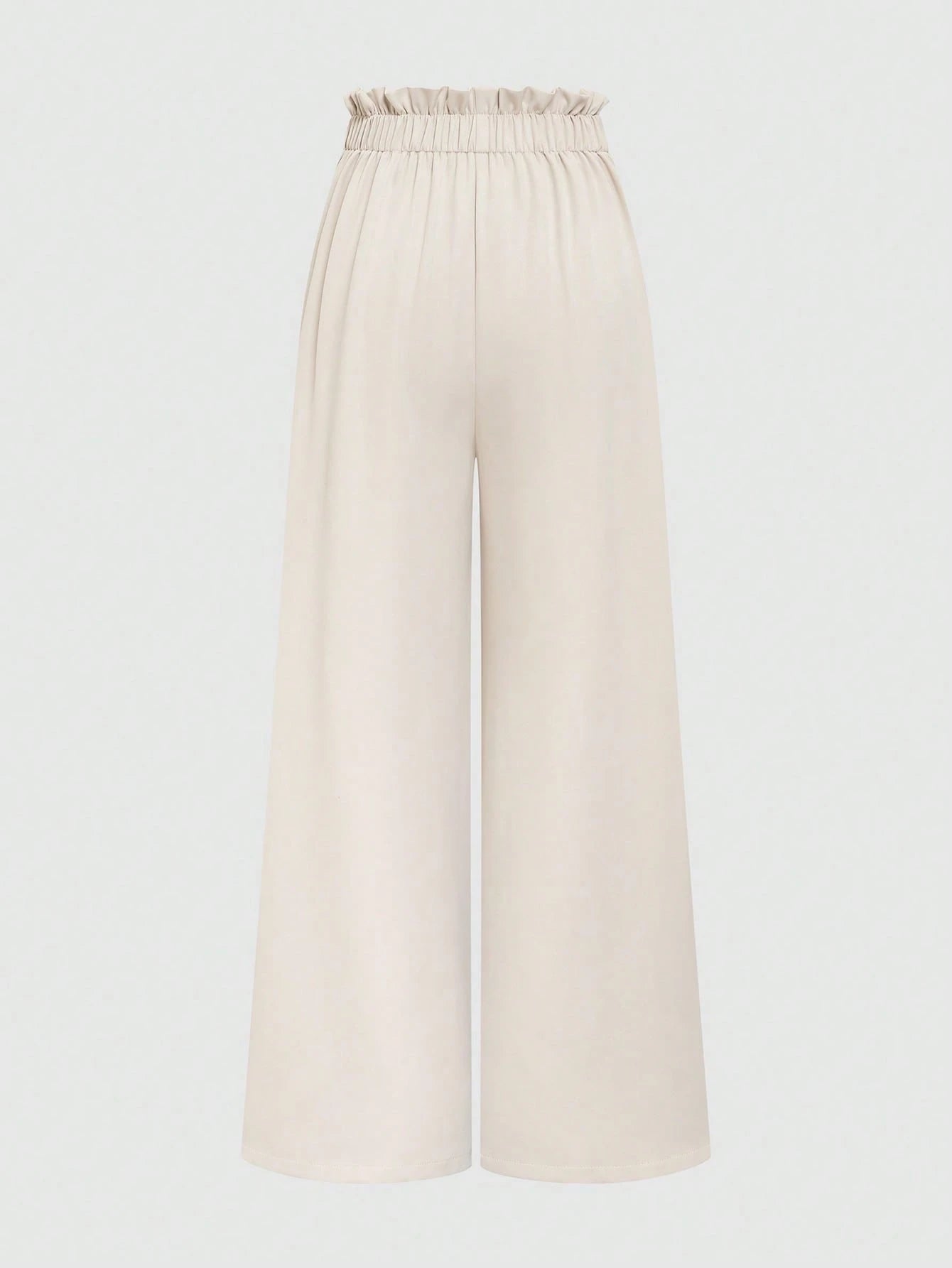 Elenzya Women's Elegant Office Suit Pants,High-Waisted Beige Summer Striped Pleated Elastic Waist Loose Wide Leg Casual Trousers For Daily Commute Fashion
