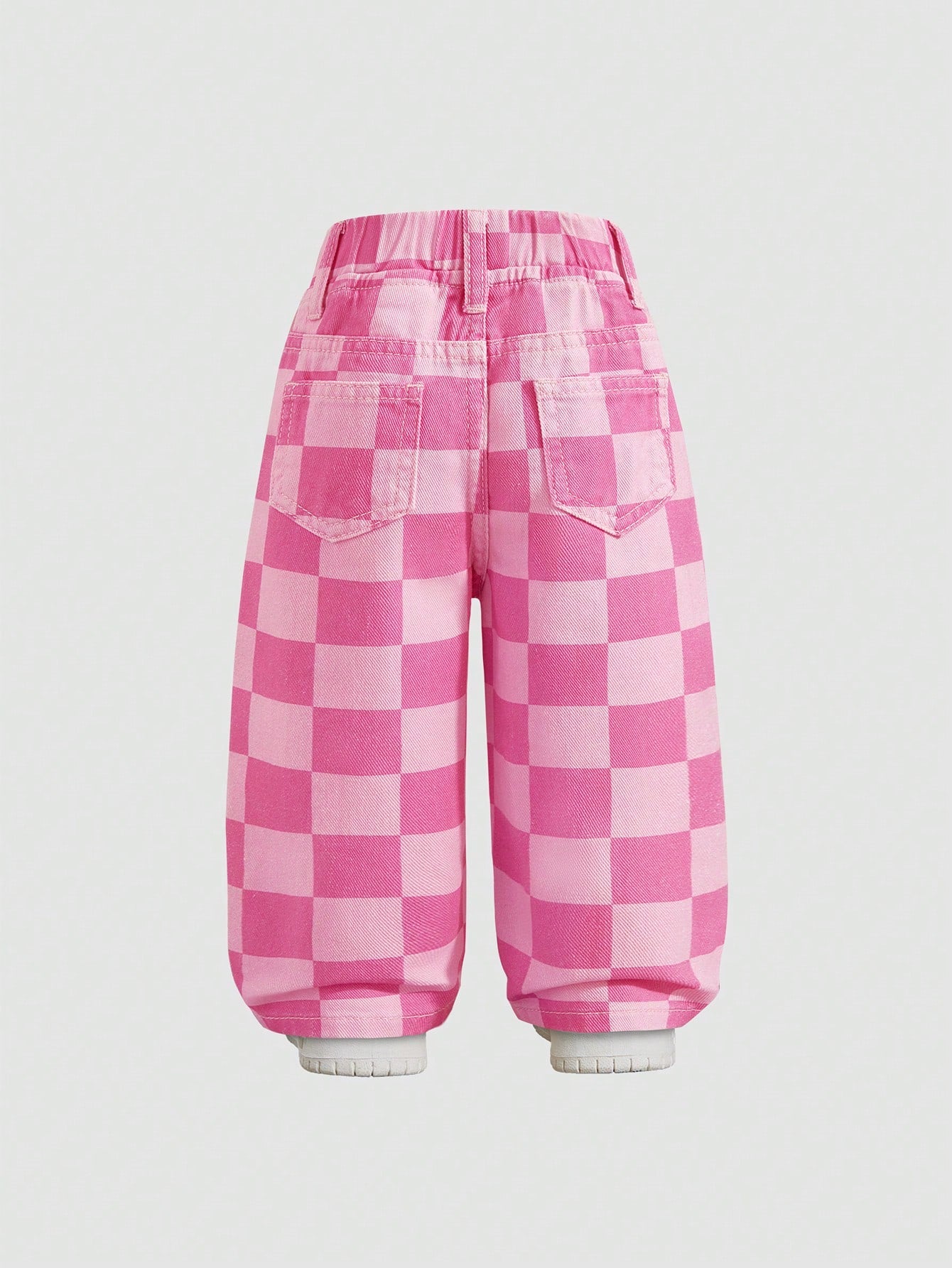 Elladie kids Denimly Baby Girl Casual Outdoor School Fashion Versatile Baby Denim Elastic Waist Plaid Pattern Washed Denim Pants
