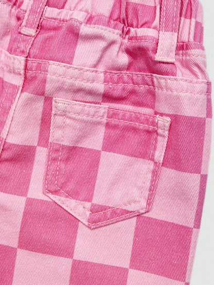 Elladie kids Denimly Baby Girl Casual Outdoor School Fashion Versatile Baby Denim Elastic Waist Plaid Pattern Washed Denim Pants