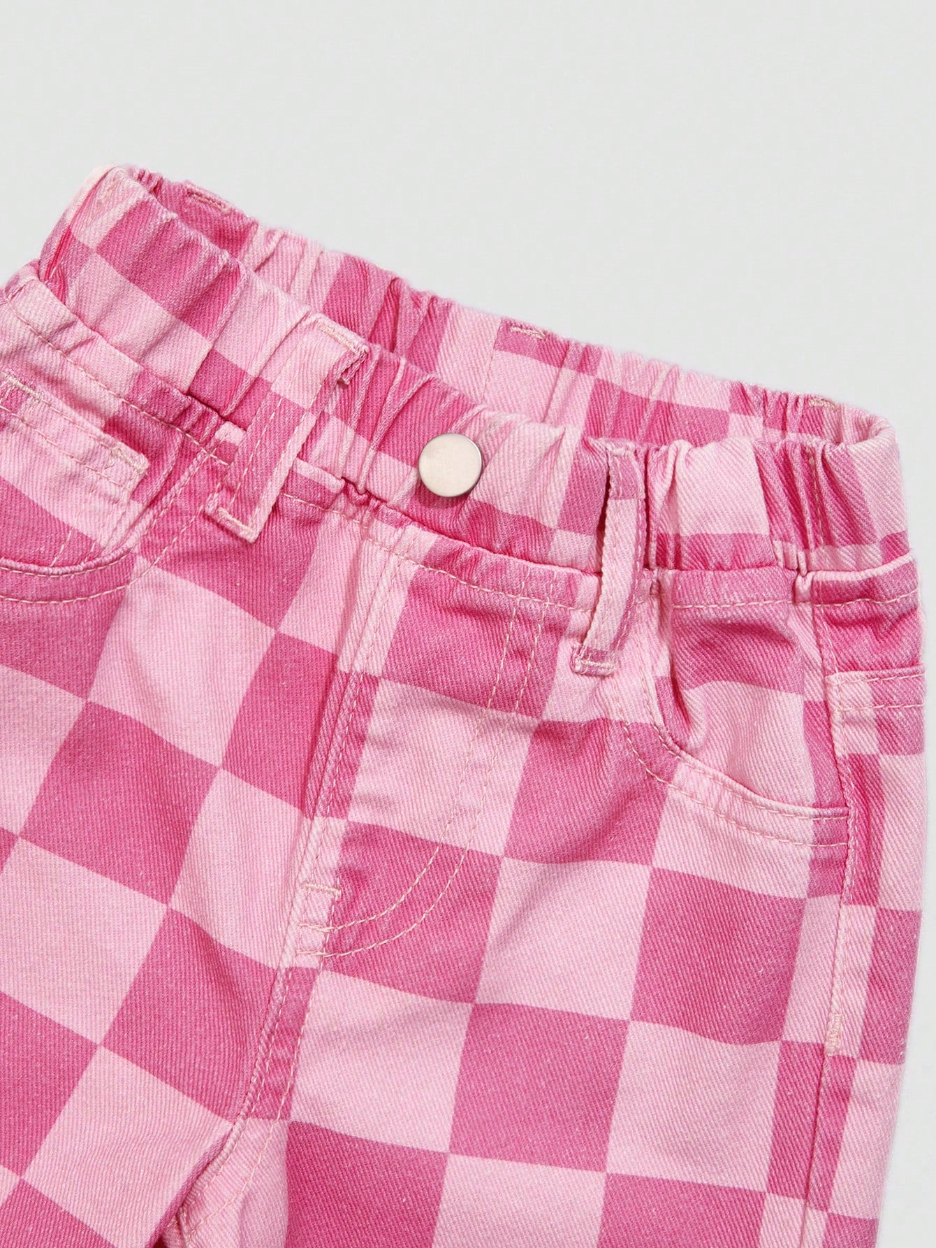 Elladie kids Denimly Baby Girl Casual Outdoor School Fashion Versatile Baby Denim Elastic Waist Plaid Pattern Washed Denim Pants