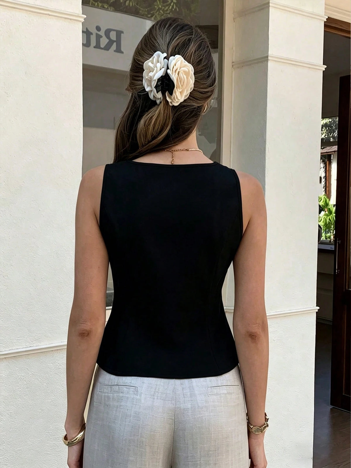 Elyressa A Lady's Woven French Summer Elegant And Stylish Vest