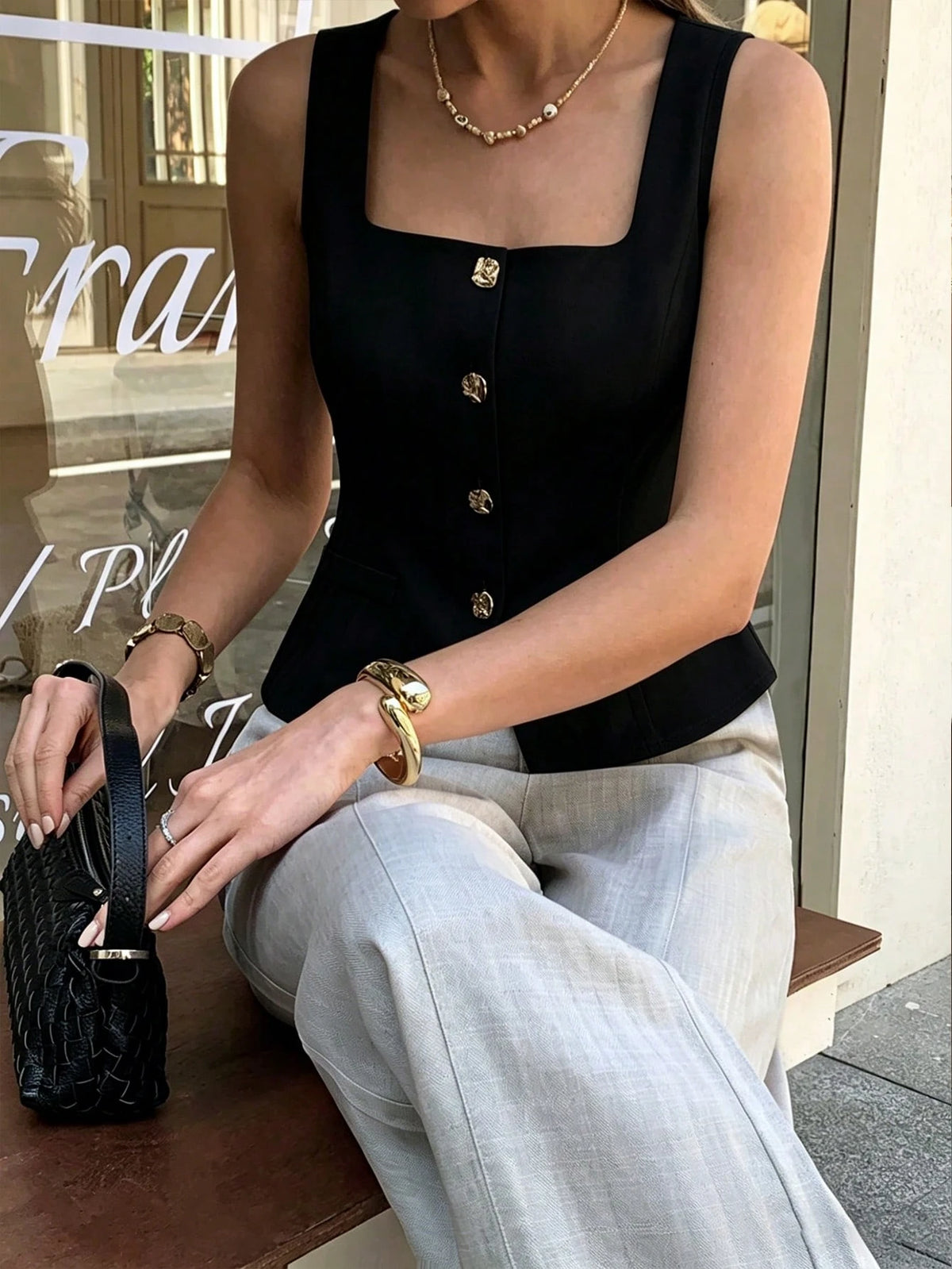 Elyressa A Lady's Woven French Summer Elegant And Stylish Vest