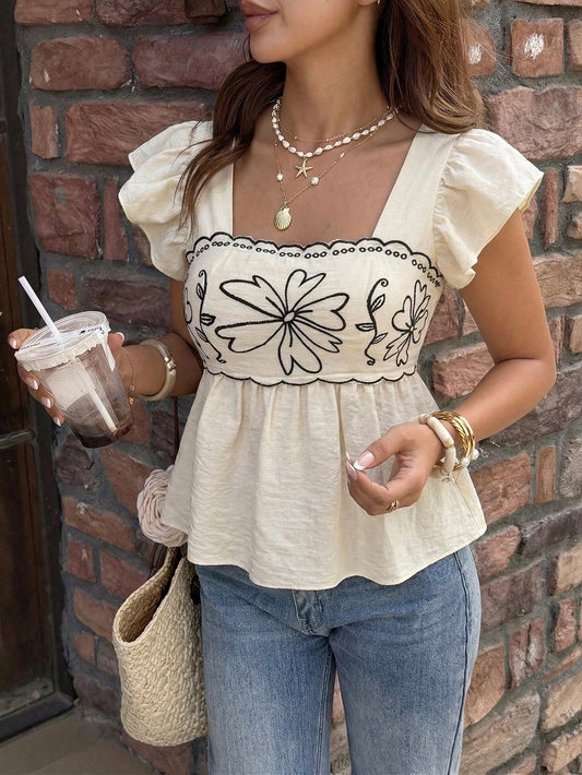 Elyressa Elegant Summer Shirt With Printed Woven Fabric For Women