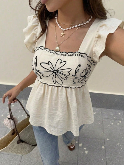 Elyressa Elegant Summer Shirt With Printed Woven Fabric For Women