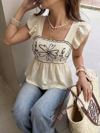 Elyressa Elegant Summer Shirt With Printed Woven Fabric For Women