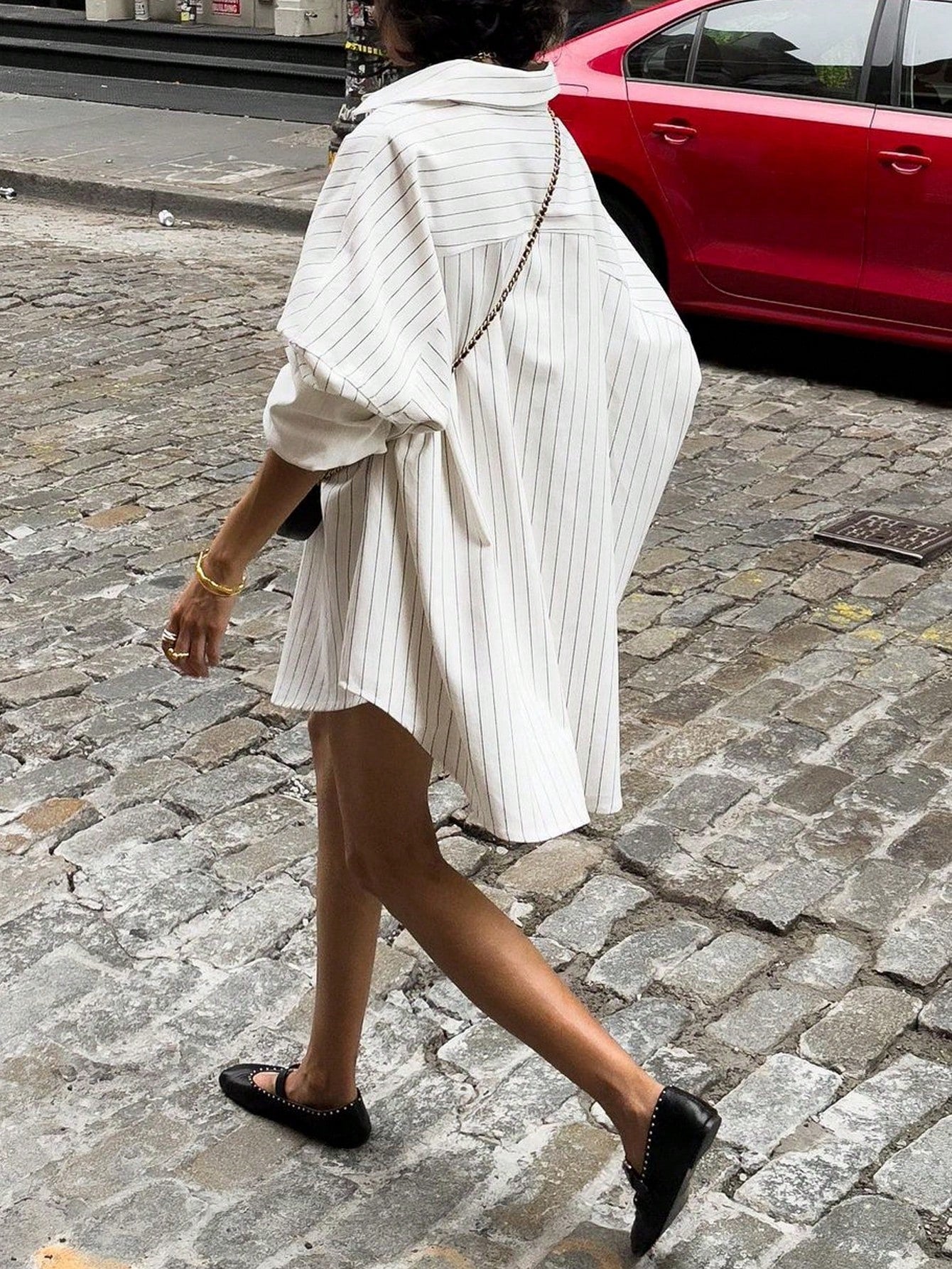 Elyressa Striped Drop Shoulder Loose Shirt Dress With Pockets, Summer Fall Cloth For Women
