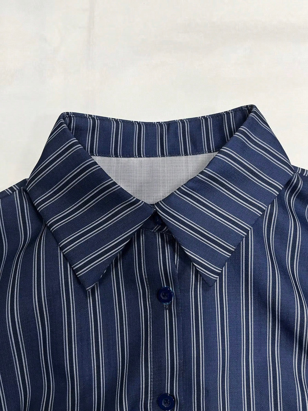 EMERY ROSE Light Yellow Fine Checkered Collar Short Sleeve Shirt
