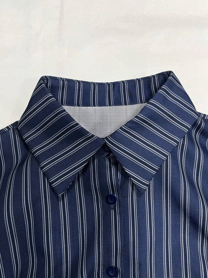 EMERY ROSE Light Yellow Fine Checkered Collar Short Sleeve Shirt