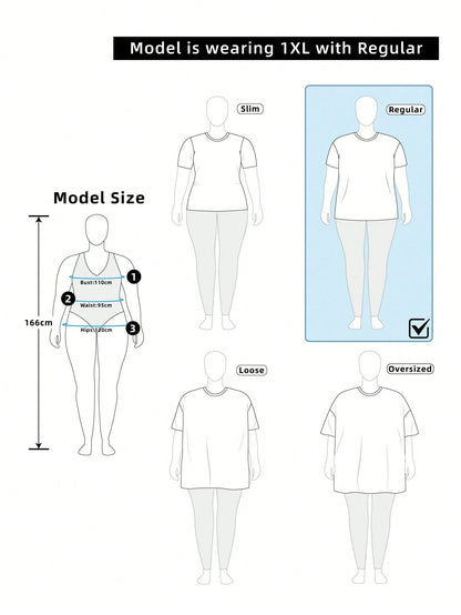 EMERY ROSE Plus Size Women Round Neck Color Block Casual Everyday Short Sleeve T-Shirt