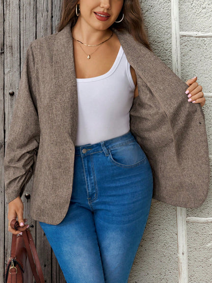EMERY ROSE Plus Size Women's Solid Color Single Button Casual Versatile Commute Travel Blazer