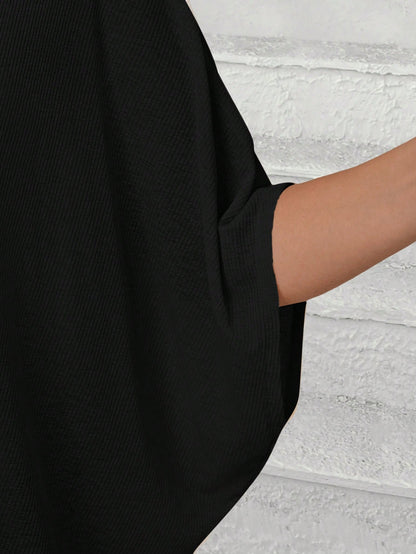 EMERY ROSE Plus Size Women Solid Color Bat-Wing Sleeve Open Front Casual Jacket Fall Clothes,Autumn,Fall Cardigans Black Kimono Summer Cardigan