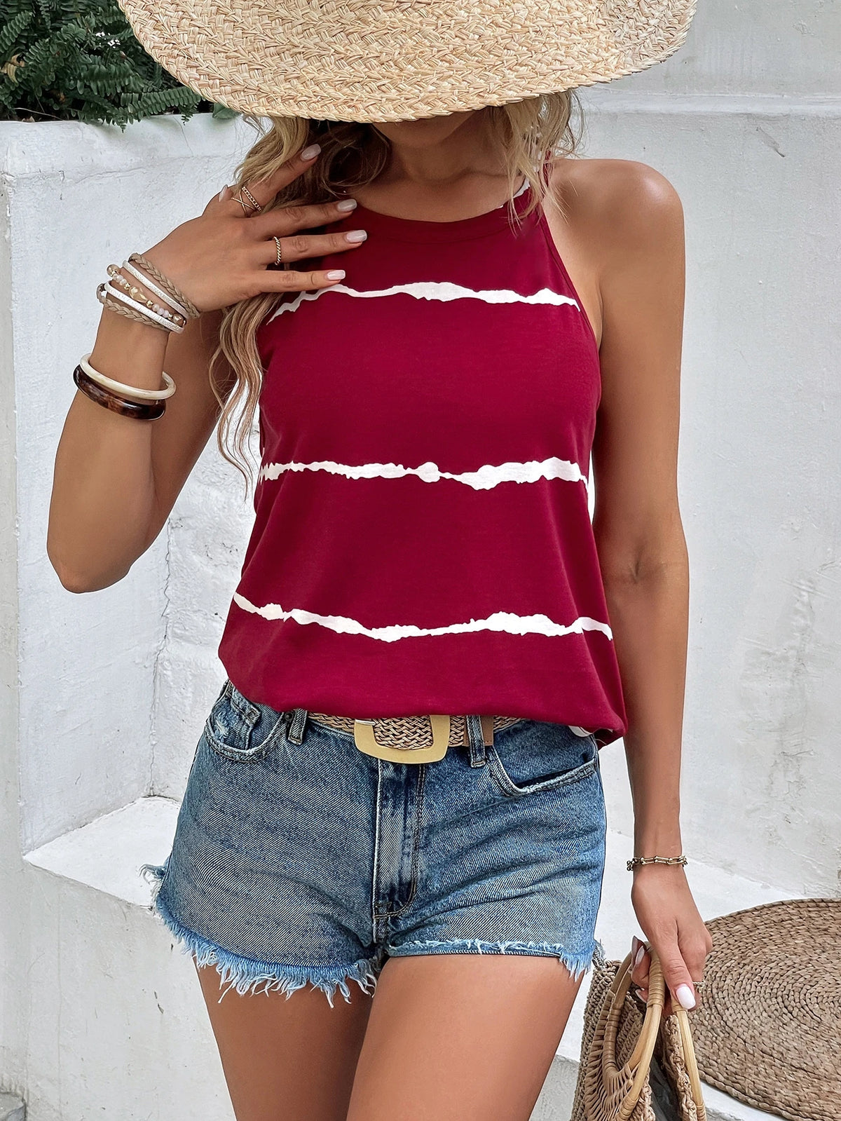 EMERY ROSE Tie Dye Halter Top