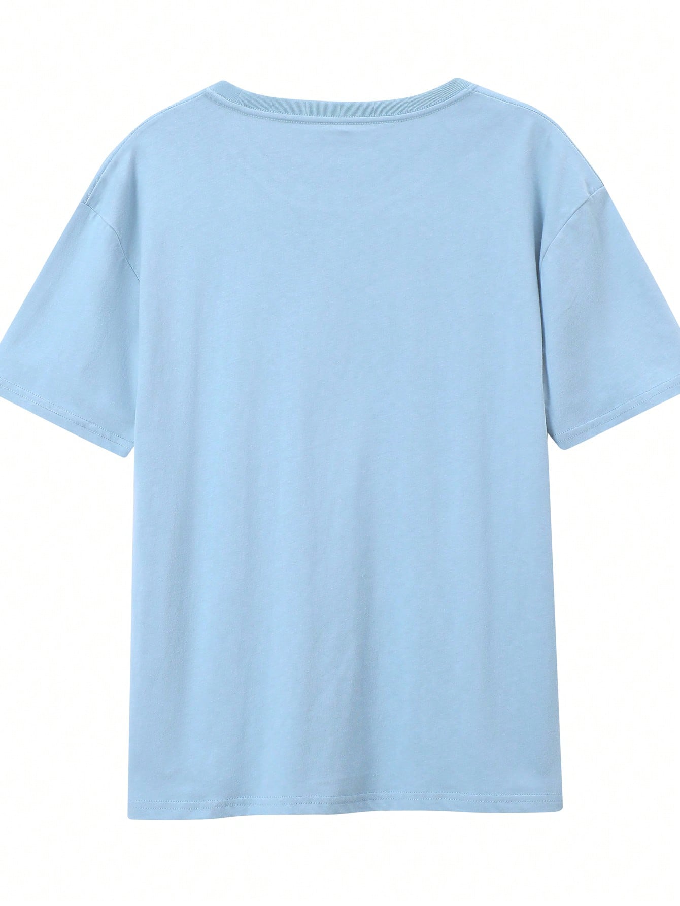 EMERY ROSE Women's Light Blue Summer Casual Short-Sleeve T-Shirt,One Day At A Time Heart Print,Soft Polyester Round Neck,Smart Casual Vacation Fashion Essential