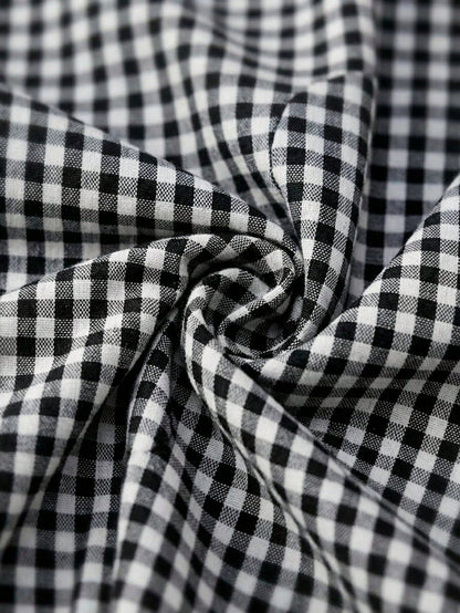 EMERY ROSE Women's Plaid Ruffle Hem Casual Versatile Daily Wear Pants Holiday Beach Black And White Checkered Summer