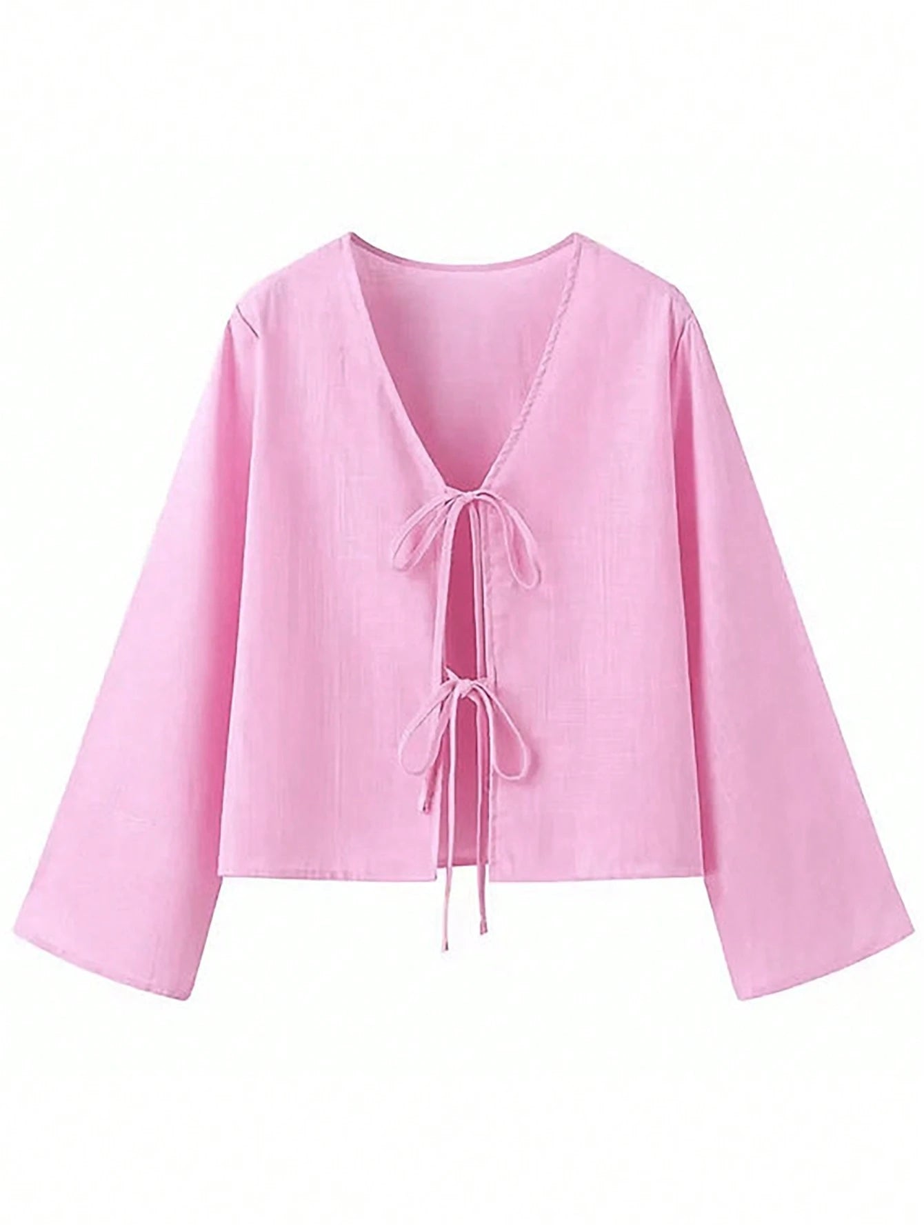 EMERY ROSE Women's Solid Color Front Tie Casual Summer Shirt
