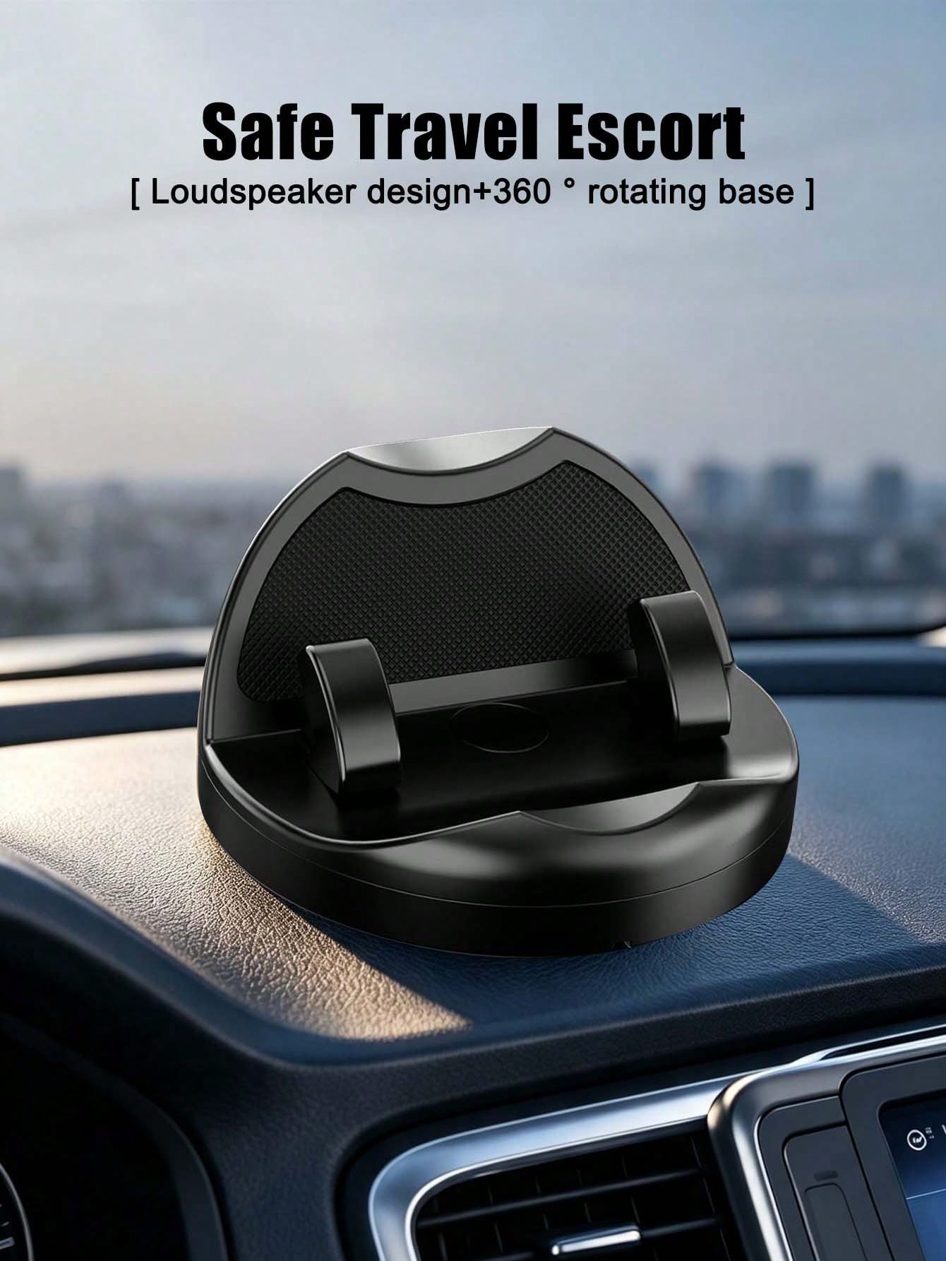 English: 2-In-1 Car Phone Holder With Parking Number, 360° Rotatable Dashboard Adhesive Mount, Extendable Clip For Thick Cases, Universal Navigation Bracket, ABS Silicone Car Accessory