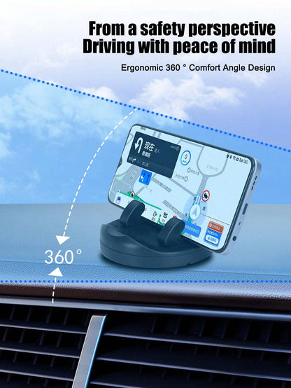 English: 2-In-1 Car Phone Holder With Parking Number, 360° Rotatable Dashboard Adhesive Mount, Extendable Clip For Thick Cases, Universal Navigation Bracket, ABS Silicone Car Accessory