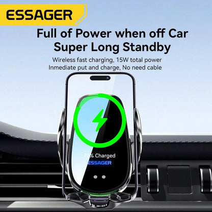Essager Qi 15W Wireless Charger Car Phone Holder In Car Air Vent Mount Compatible With iPhone 14 13 12 X Pro Max Xiaomi Huawei Fast Charging