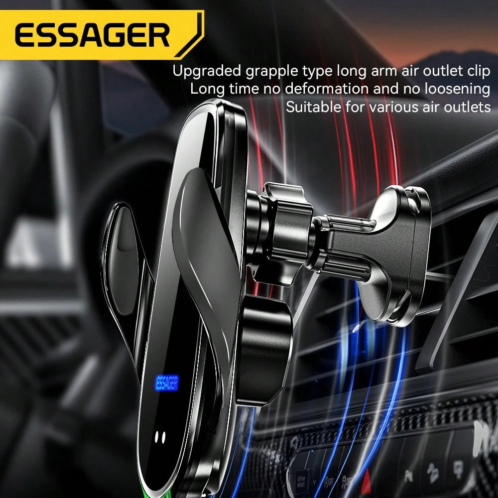 Essager Qi 15W Wireless Charger Car Phone Holder In Car Air Vent Mount Compatible With iPhone 14 13 12 X Pro Max Xiaomi Huawei Fast Charging