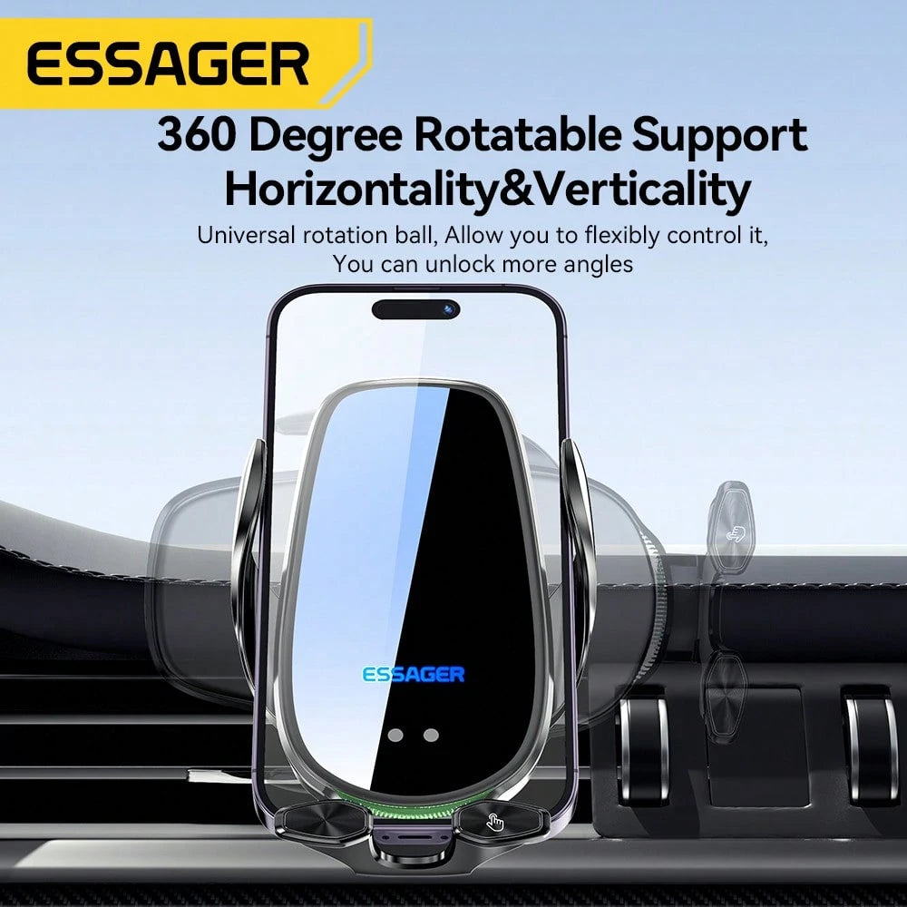 Essager Qi 15W Wireless Charger Car Phone Holder In Car Air Vent Mount Compatible With iPhone 14 13 12 X Pro Max Xiaomi Huawei Fast Charging