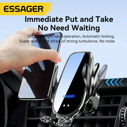 Essager Qi 15W Wireless Charger Car Phone Holder In Car Air Vent Mount Compatible With iPhone 14 13 12 X Pro Max Xiaomi Huawei Fast Charging