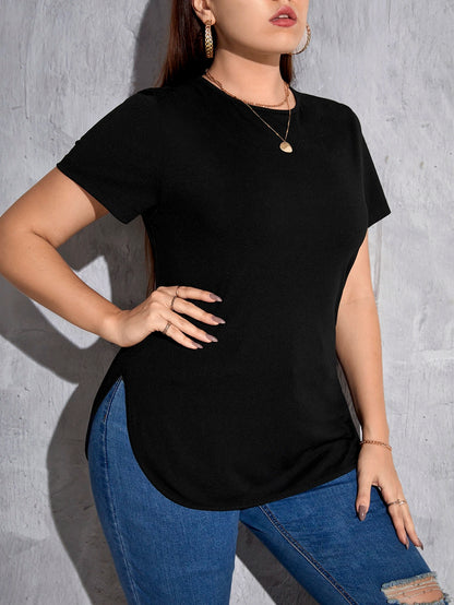 Essnce Plus Solid Curved Hem Tee