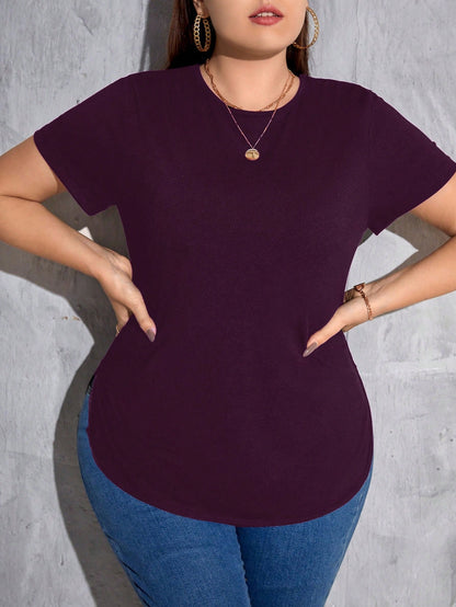 Essnce Plus Solid Curved Hem Tee