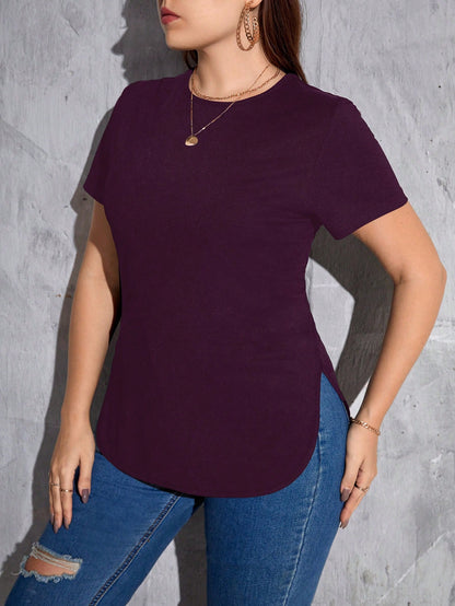 Essnce Plus Solid Curved Hem Tee
