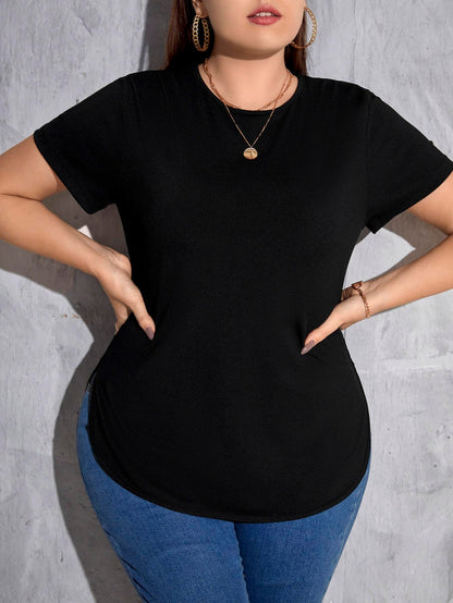 Essnce Plus Solid Curved Hem Tee