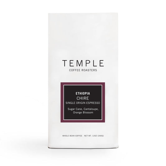 Temple Coffee Roasters Ethiopia Chire single origin espresso bag with a dark label