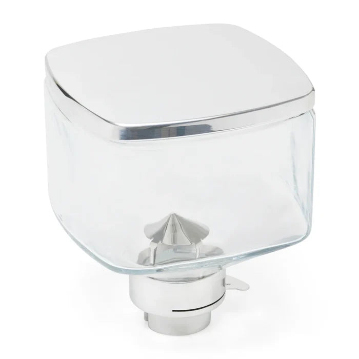 Crystal clear glass hopper with stainless steel lid for Eureka Mignon grinder, 550 g capacity.