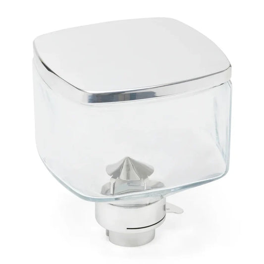 Crystal clear glass hopper with stainless steel lid for Eureka Mignon grinder, 550 g capacity.