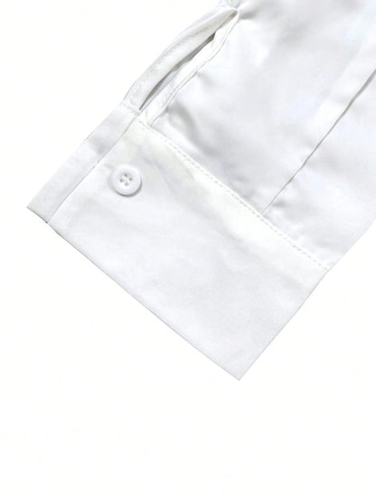 European And American Fashion Minimalist Solid Color Commuter Shirt, Satin Collar Design, Long Sleeve Slim Fit Elegant Blouse Spring White