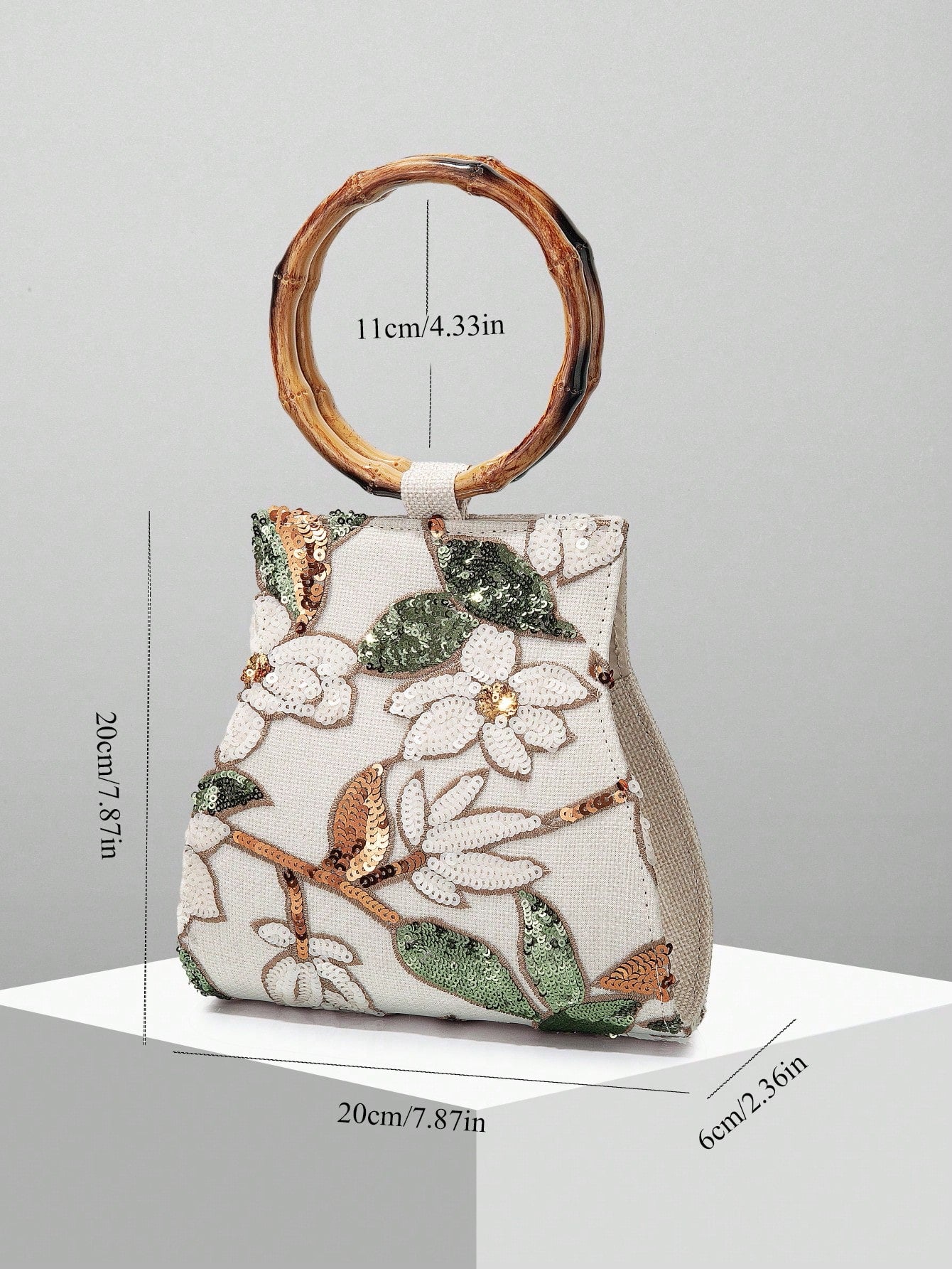 European And American Women's Elegant Shiny Multicolor Leaf & Floral Patchwork Handbag, Fashionable Vintage Classical Round Handle Design Evening Bag, Mini Square Handbag, Suitable For Party Girls, Br