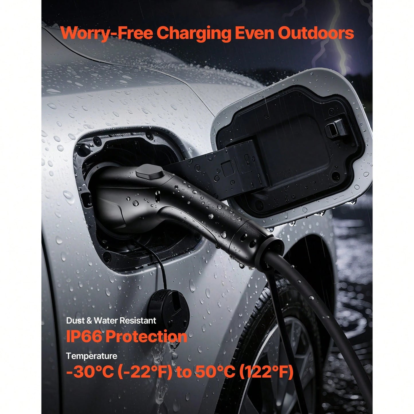 EV Charger Extension Cable, 48Amp 21 Ft J1772 Extension Cord Compatible With 120V-240V SAE J1772 Electric Vehicle Chargers, Level 1/Level 2 IP66 Heavy Duty Car Charging Cable With Carrying Bag