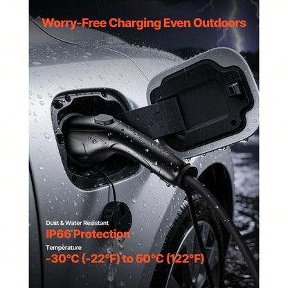 EV Charger Extension Cable, 48Amp 21 Ft J1772 Extension Cord Compatible With 120V-240V SAE J1772 Electric Vehicle Chargers, Level 1/Level 2 IP66 Heavy Duty Car Charging Cable With Carrying Bag