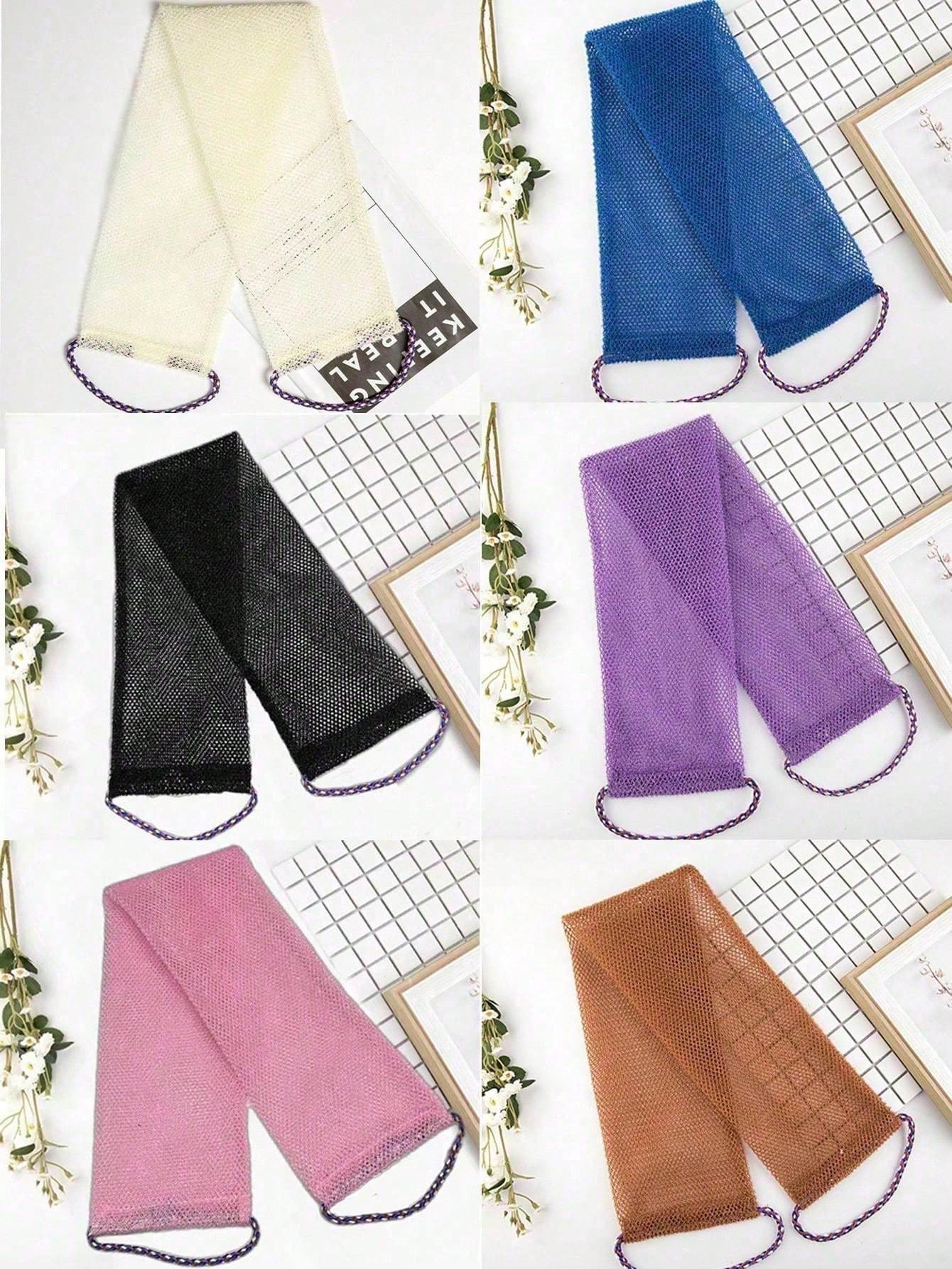 Exfoliating Bath Towel, Dual-Sided Design For Gentle/Rough Exfoliation, Effective Body Scrubbing, Shower Back Brush, Premium Mesh Material, Convenient Tie Design, Loofah Bath Towel, Body Sponge, Makes