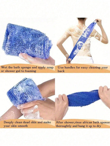 Exfoliating Bath Towel, Dual-Sided Design For Gentle/Rough Exfoliation, Effective Body Scrubbing, Shower Back Brush, Premium Mesh Material, Convenient Tie Design, Loofah Bath Towel, Body Sponge, Makes