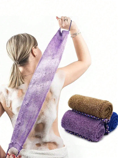 Exfoliating Bath Towel, Dual-Sided Design For Gentle/Rough Exfoliation, Effective Body Scrubbing, Shower Back Brush, Premium Mesh Material, Convenient Tie Design, Loofah Bath Towel, Body Sponge, Makes