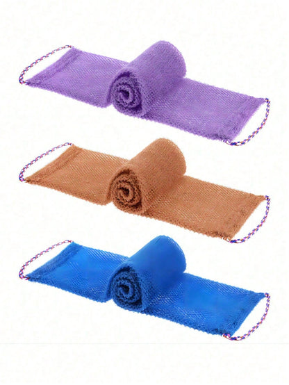Exfoliating Bath Towel, Dual-Sided Design For Gentle/Rough Exfoliation, Effective Body Scrubbing, Shower Back Brush, Premium Mesh Material, Convenient Tie Design, Loofah Bath Towel, Body Sponge, Makes