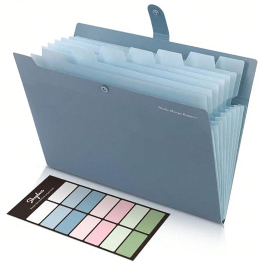 Expanding File Organizer With 8 Pockets, Accordion File Folders With Labels, Portable Document Paper Bill Receipt Organizer, Home College School Office Supplies, Letter Size, Blue