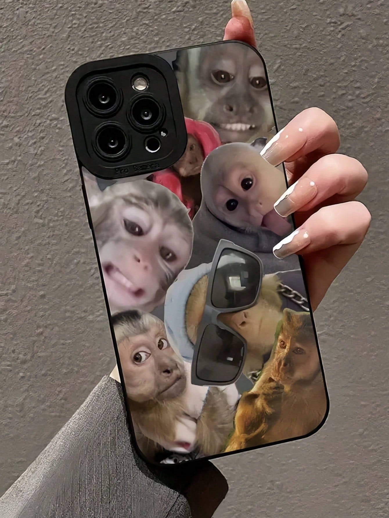 Expression 1pc New Creative Monkey Design Phone Case Compatible With Iphone 16 Pro Max, Protective Cover Compatible With Iphone 11/12/13/14 Plus, XR/7/8 Plus/15 Pro Max Waterproof Shockproof Anti-Fall