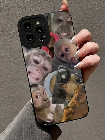 Expression 1pc New Creative Monkey Design Phone Case Compatible With Iphone 16 Pro Max, Protective Cover Compatible With Iphone 11/12/13/14 Plus, XR/7/8 Plus/15 Pro Max Waterproof Shockproof Anti-Fall