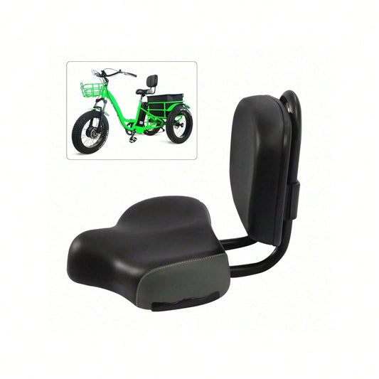 Extra Wide Bike Seat With Backrest And Comfortable Ergonomic Design For Men And Women- Adjustable Height Leather Saddle Pad For EBike, Tricycle, And Big Bikes