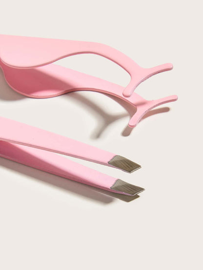 Eyebrow Tweezers & Eyelash Tweezers, 2pcs Elegant Solid Color Reusable Multifunctional Stainless Steel Lash Extension Tools For Women Mom Wife Sister Teen Girl Friend